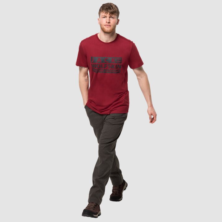 Jack Wolfskin Mens Brand T-shirt Dark Red 394671ALF